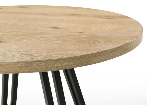 Tate Oak Finish 47"W Round Dining Table with Metal Base - Image 4
