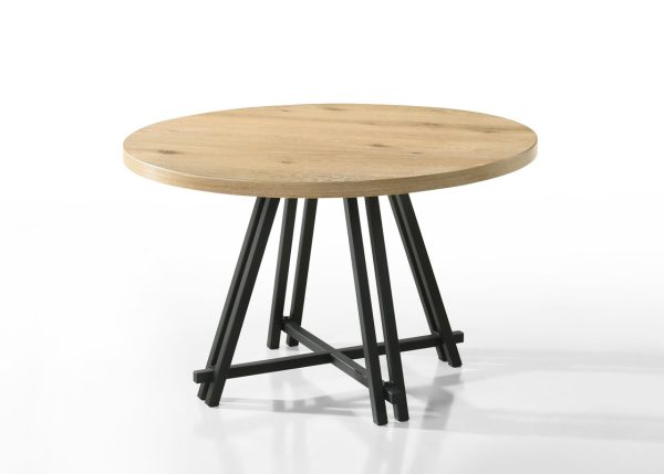 Tate Oak Finish 47"W Round Dining Table with Metal Base - Image 5