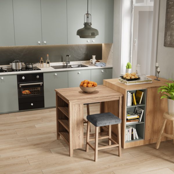 Dawson 36"W Oak Finish 3-PC Counter Height Table Set - Image 3