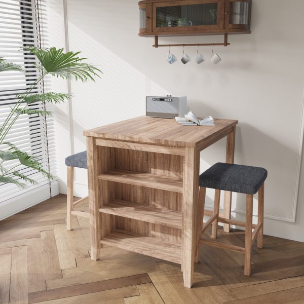 Dawson 36"W Oak Finish 3-PC Counter Height Table Set - Image 5