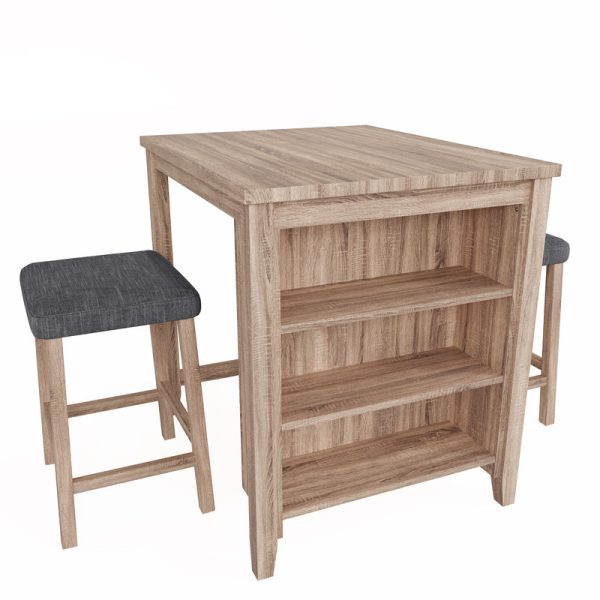 Dawson 36"W Oak Finish 3-PC Counter Height Table Set - Image 2