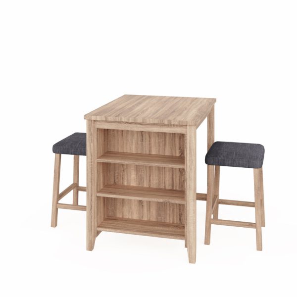 Dawson 36"W Oak Finish 3-PC Counter Height Table Set - Image 4