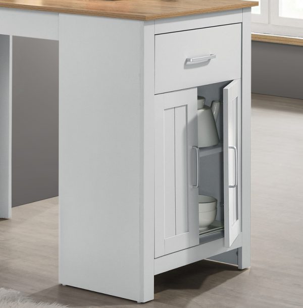Alonzo 47"W Oak and White Small Space Counter Height Dining Table with Cabinet and Drawer Storage - Image 4