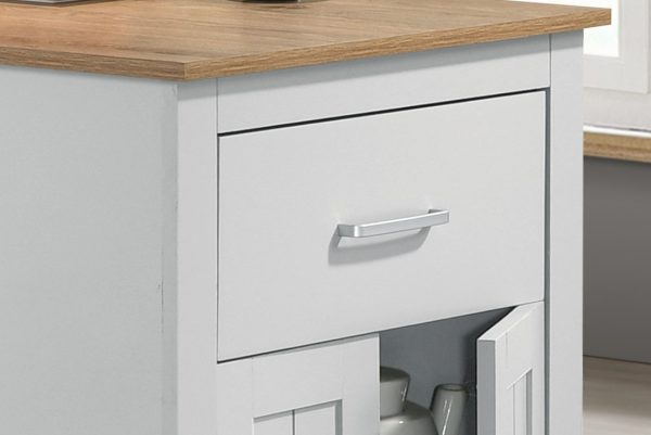 Alonzo 47"W Oak and White Small Space Counter Height Dining Table with Cabinet and Drawer Storage - Image 3