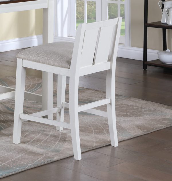 Graham Set of 2 White Finish Upholstered Seat 20"W Counter Height Chair - Image 5