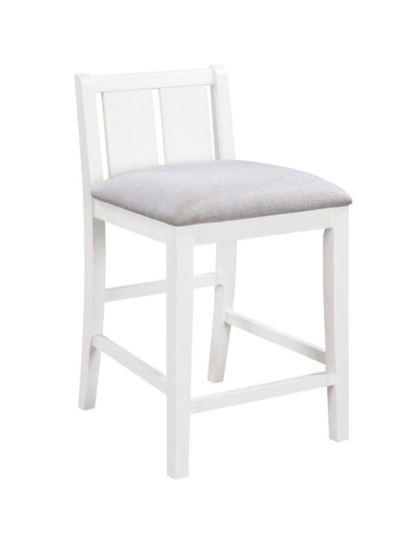 Graham 36"W 3-Piece White Finish Small Space Counter Height Dining Table with Shelves and 2 Chairs - Image 3