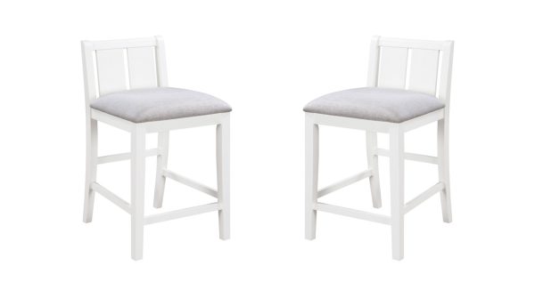 Graham Set of 2 White Finish Upholstered Seat 20"W Counter Height Chair