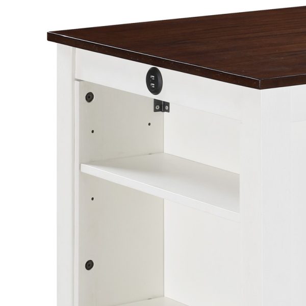 Graham 36"W White Finish Small Space Counter Height Dining Table with USB Charging Ports and Shelves - Image 2