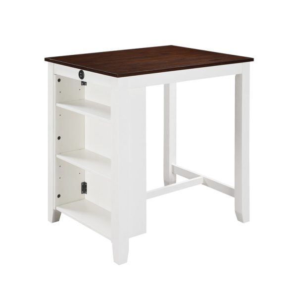 Graham 36"W 3-Piece White Finish Small Space Counter Height Dining Table with Shelves and 2 Chairs - Image 8
