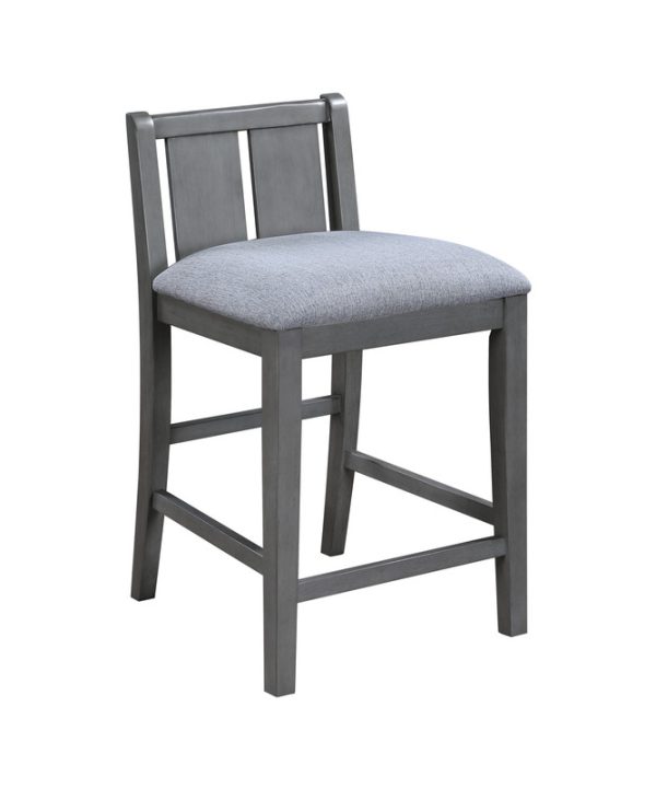Graham 36"W 3-Piece Gray Finish Small Space Counter Height Dining Table with Shelves and 2 Chairs - Image 5