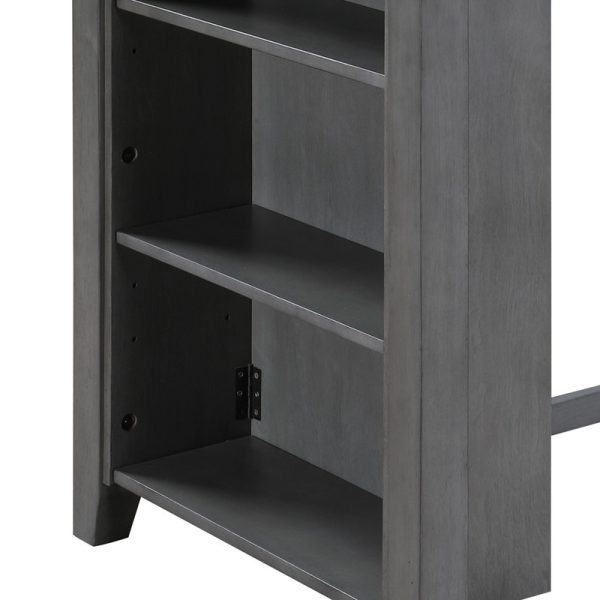 Graham 36"W Gray Finish Small Space Counter Height Dining Table with USB Charging Ports and Shelves - Image 3