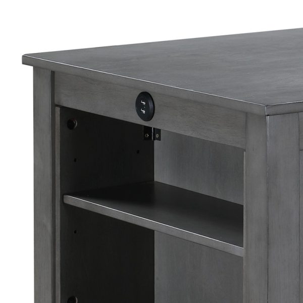 Graham 36"W Gray Finish Small Space Counter Height Dining Table with USB Charging Ports and Shelves - Image 4