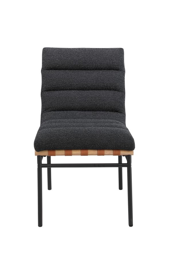 Lahni Black Boucle Fabric Set of 2 Dining Chair with Black Iron Legs - Image 2