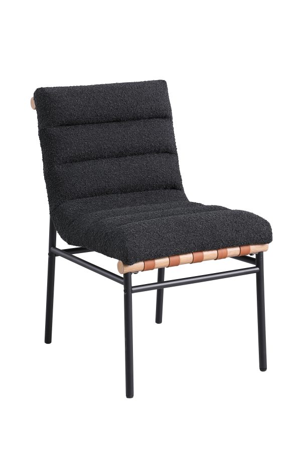 Lahni Black Boucle Fabric Set of 2 Dining Chair with Black Iron Legs - Image 4