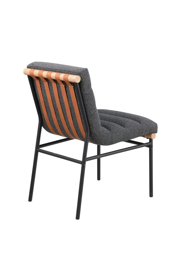Lahni Dark Gray Boucle Fabric Set of 2 Dining Chair with Black Iron Legs - Image 2