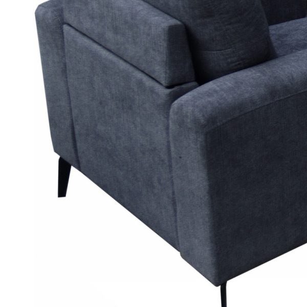 Jackson 37"W Black Chenille Chair with Black Metal Legs - Image 2