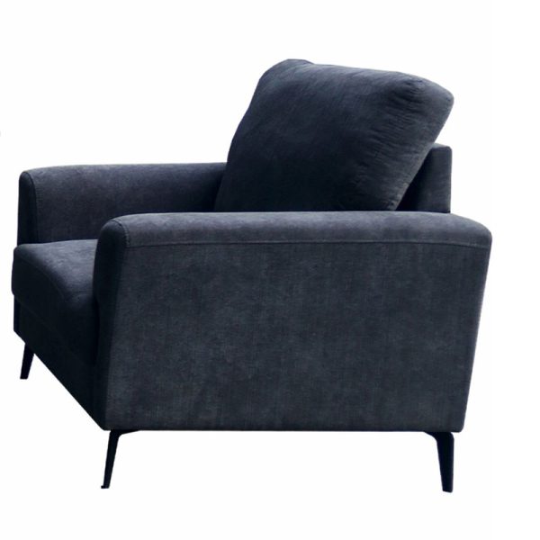 Jackson 37"W Black Chenille Chair with Black Metal Legs - Image 4