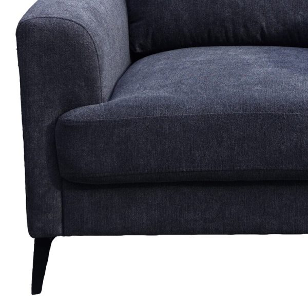 Jackson 37"W Black Chenille Chair with Black Metal Legs - Image 3