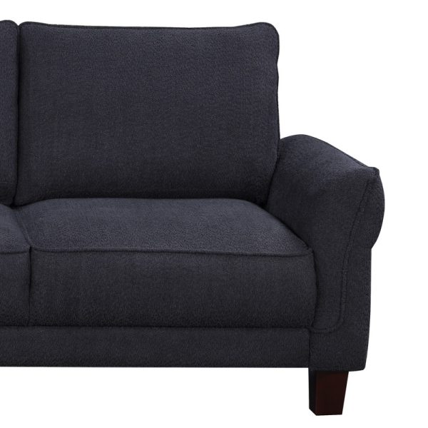 Belle 96"W Black Sherpa Sectional Sofa with Left-Facing Chaise - Image 3