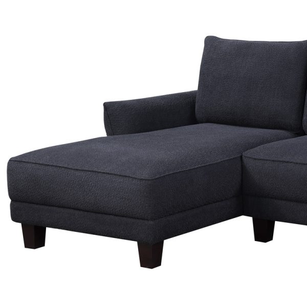 Belle 96"W Black Sherpa Sectional Sofa with Left-Facing Chaise - Image 2