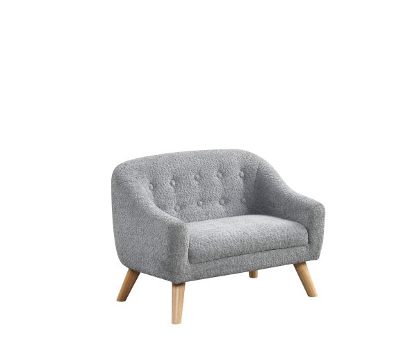 Amelia 28"W Gray Chenille Kids Sofa with Tufted Back and Wooden Legs - Image 2