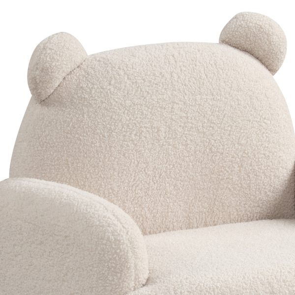 Raelynn 25.5"W Beige Teddy Velvet Bear-Shaped Kids Armchair - Image 4