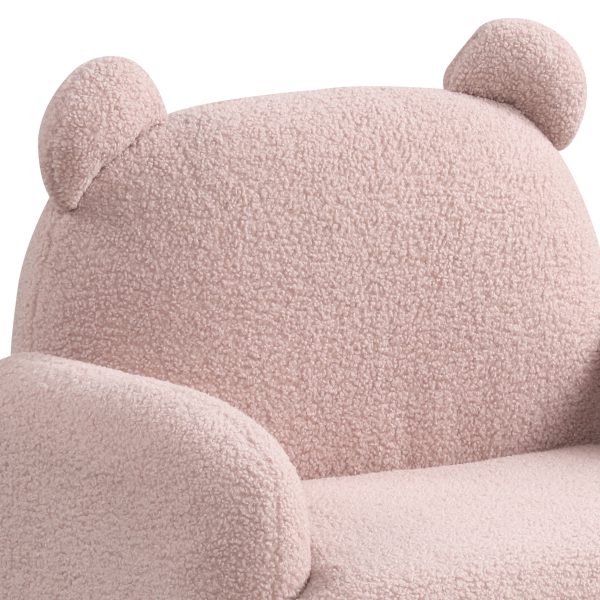 Raelynn 25.5"W Pink Teddy Velvet Bear-Shaped Kids Armchair - Image 4