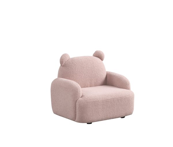 Raelynn 25.5"W Pink Teddy Velvet Bear-Shaped Kids Armchair - Image 5