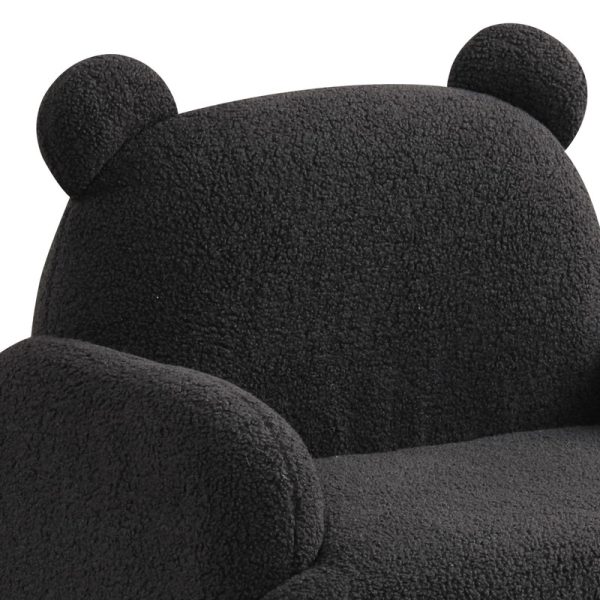 Raelynn 25.5"W Black Teddy Velvet Bear-Shaped Kids Armchair - Image 5