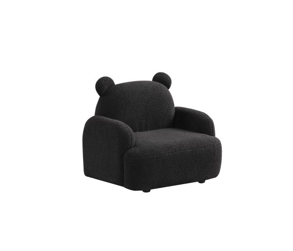 Raelynn 25.5"W Black Teddy Velvet Bear-Shaped Kids Armchair - Image 4