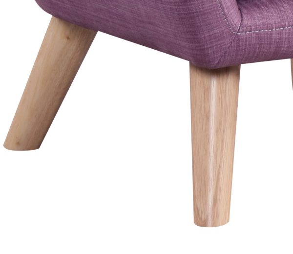 Fenix 19.5"W Pink Linen Kids Chair with Button Tufted Back and Wooden Legs - Image 2