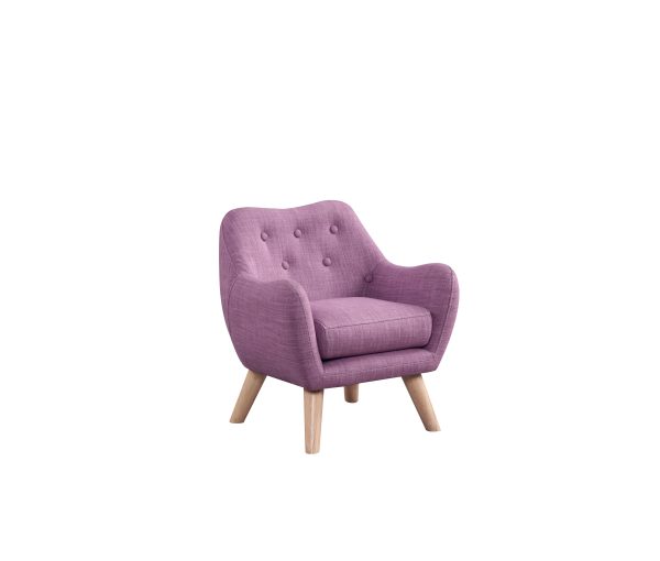 Fenix 19.5"W Pink Linen Kids Chair with Button Tufted Back and Wooden Legs - Image 5
