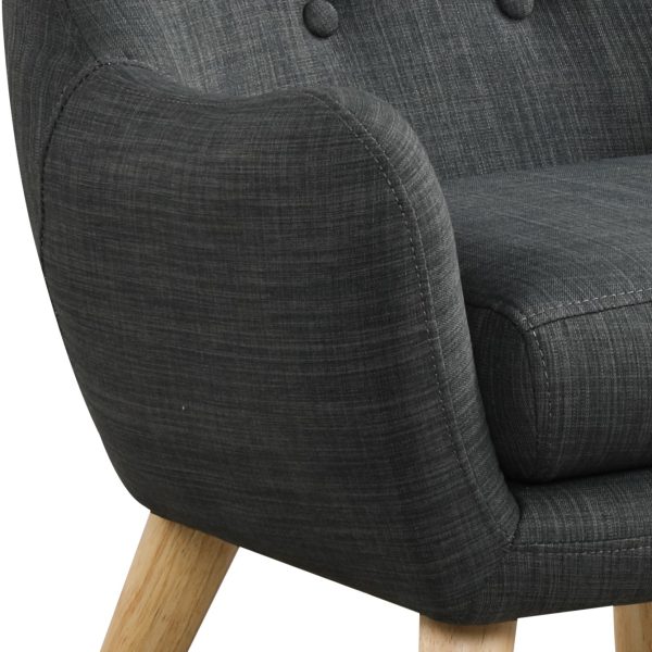 Fenix 19.5"W Gray Linen Kids Chair with Button Tufted Back and Wooden Legs - Image 3