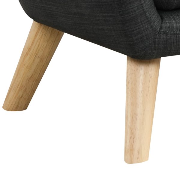 Fenix 19.5"W Gray Linen Kids Chair with Button Tufted Back and Wooden Legs - Image 2