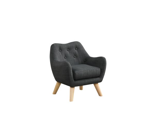 Fenix 19.5"W Gray Linen Kids Chair with Button Tufted Back and Wooden Legs - Image 5