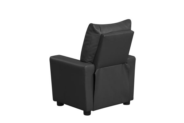 Perline 23"W Black PVC Fabric Kids Recliner Chair with Cupholder - Image 3