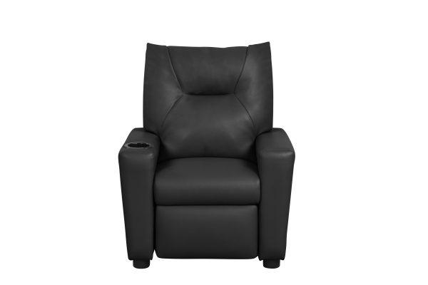 Perline 23"W Black PVC Fabric Kids Recliner Chair with Cupholder - Image 5
