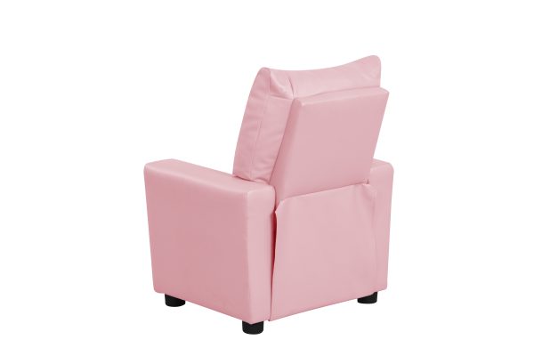 Perline 23"W Pink PVC Fabric Kids Recliner Chair with Cupholder - Image 4