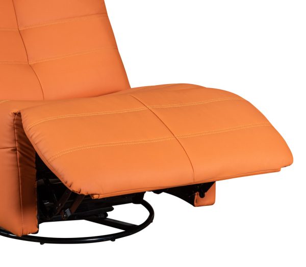 Georgena 31"W Orange PU Leather Swivel Glider Recliner - Image 3