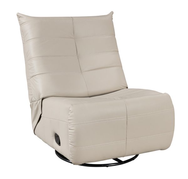 Georgena 31"W Beige PU Leather Swivel Glider Recliner - Image 5