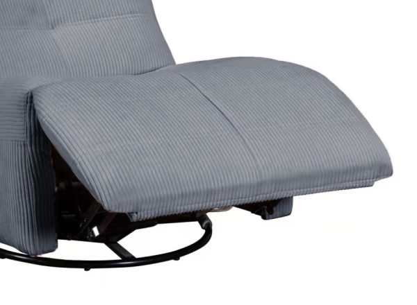 Georgena 31"W Blue-Gray Corduroy Swivel Glider Recliner - Image 3