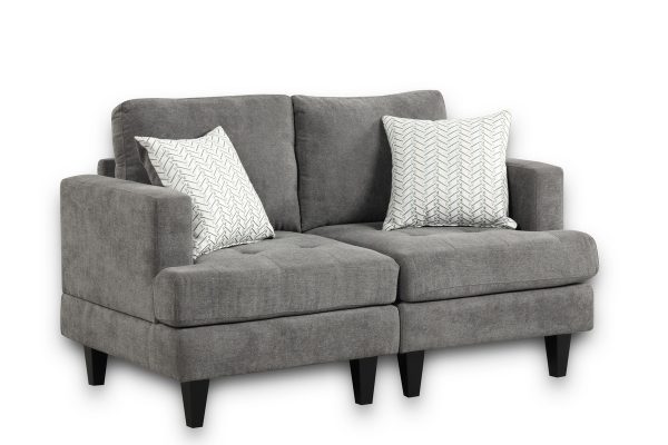 Callaway 56.5"W Gray Chenille Loveseat with Throw Pillows - Image 5