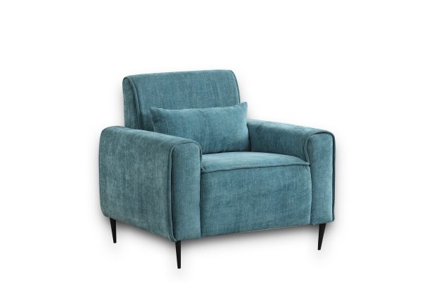 Valentina 74"W Blue Chenille Sofa Loveseat Chair Living Room Set - Image 5