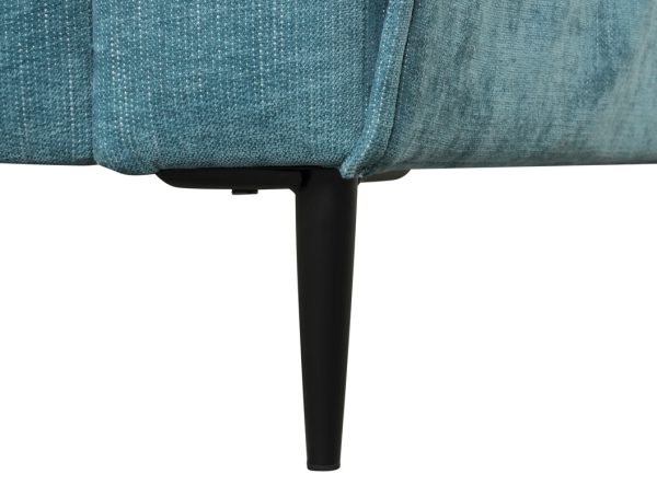Valentina 62"W Blue Chenille Loveseat with Metal Legs and Throw Pillows - Image 3
