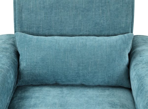 Valentina 62"W Blue Chenille Loveseat with Metal Legs and Throw Pillows - Image 4