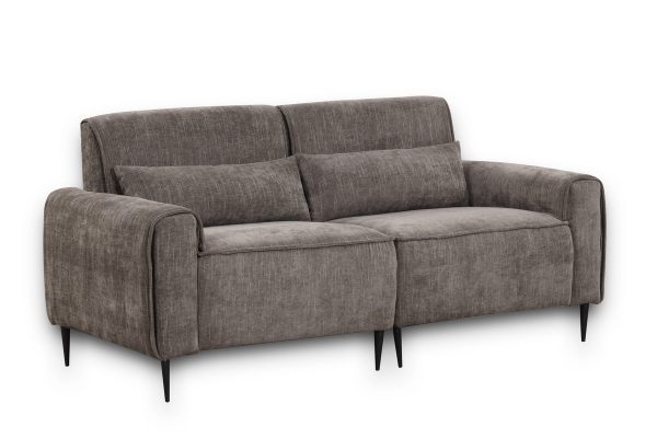Valentina 74"W Gray Chenille Sofa with Metal Legs and Throw Pillows - Image 5