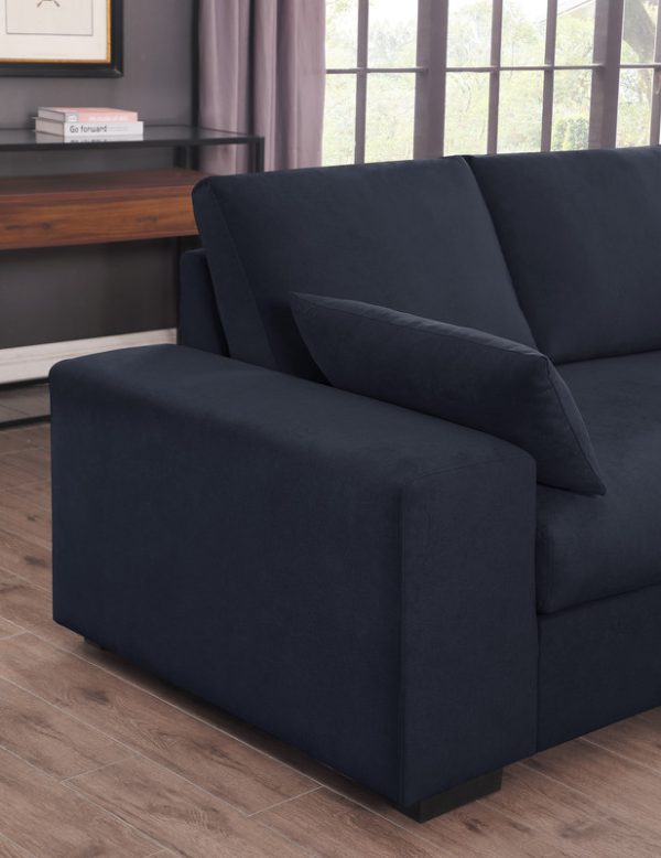 Joshua 100"W Dark Gray Woven Fabric Sectional Sofa with Right Facing Chaise and Console Ottoman - Image 3