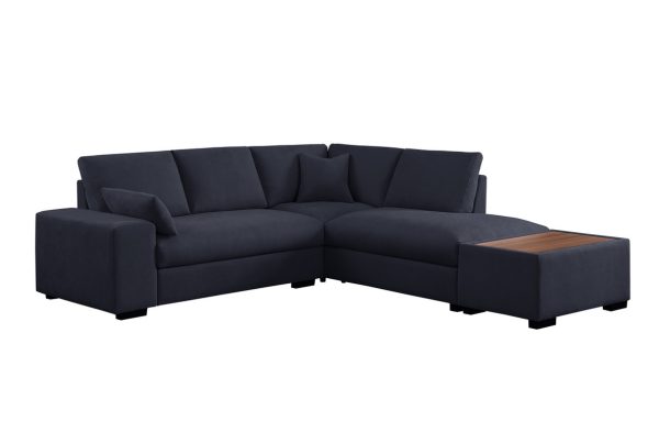 Joshua 100"W Dark Gray Woven Fabric Sectional Sofa with Right Facing Chaise and Console Ottoman - Image 7