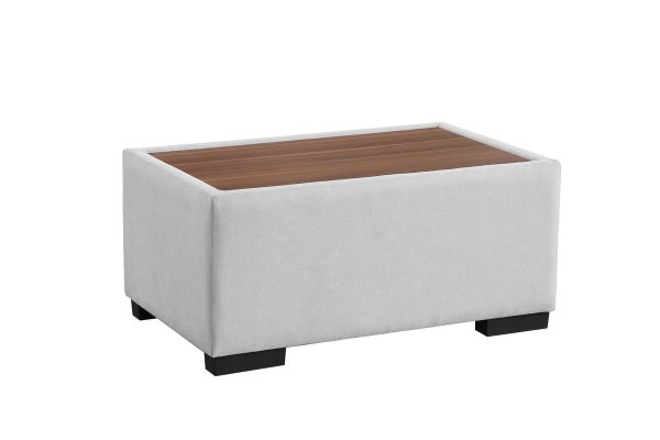 Joshua 100"W Light Gray Woven Fabric Sectional Sofa with Right Facing Chaise and Console Ottoman - Image 5