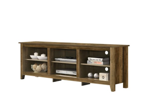 Benito Knotty Oak 70"W TV Stand with Open Shelves and Cable Management - Image 6